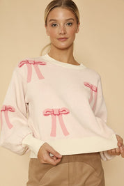 Women's Bow Intarsia Knit Sweater