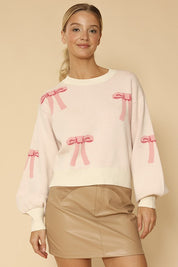 Women's Bow Intarsia Knit Sweater