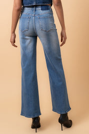 Women's High Rise Relaxed Wide Leg Denim Pants