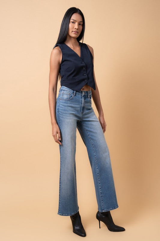 Women's High Rise Relaxed Wide Leg Denim Pants