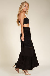 Women's Casual Lace Tiered Ruffle Maxi Skirt