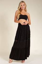 Women's Casual Lace Tiered Ruffle Maxi Skirt