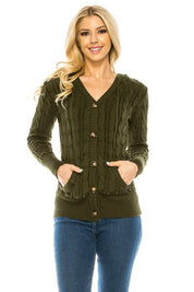 Women's Casual Open Front Knit Cardigan with Pockets