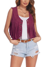 Women's Cropped Fringe Vest