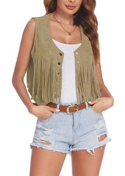 Women's Cropped Fringe Vest