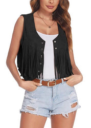 Women's Cropped Fringe Vest