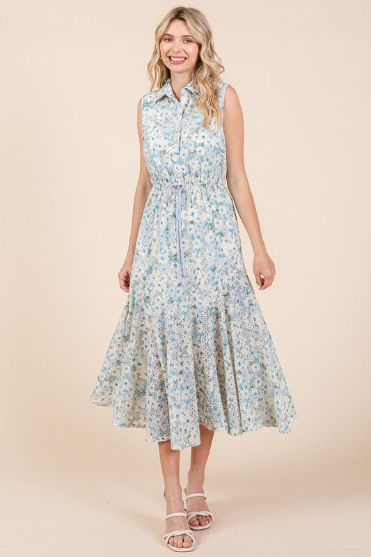 Floral Eyelet Midi Sundress