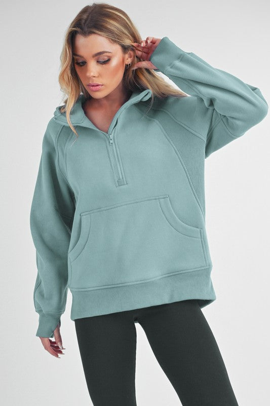 Women's Long Drea Half-Zip Fleece Hoodie