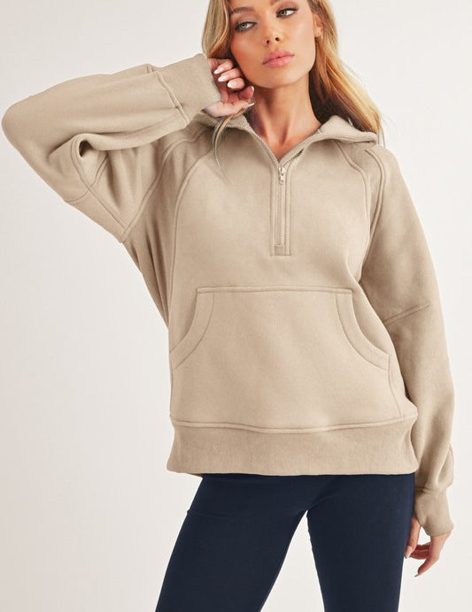 Women's Long Drea Half-Zip Fleece Hoodie