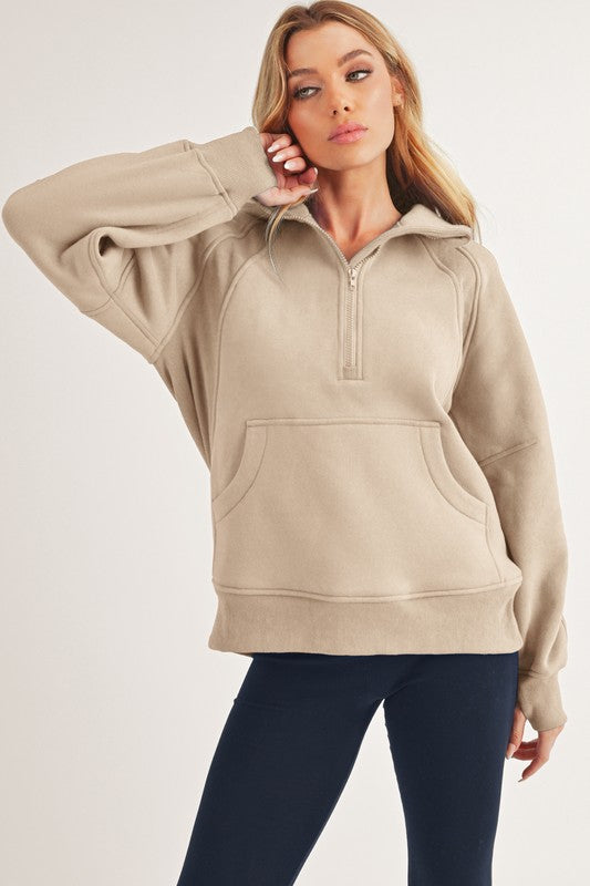 Women's Long Drea Half-Zip Fleece Hoodie