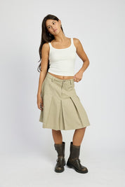 Women's Knee-Length Pleated Skirt