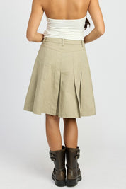 Women's Knee-Length Pleated Skirt