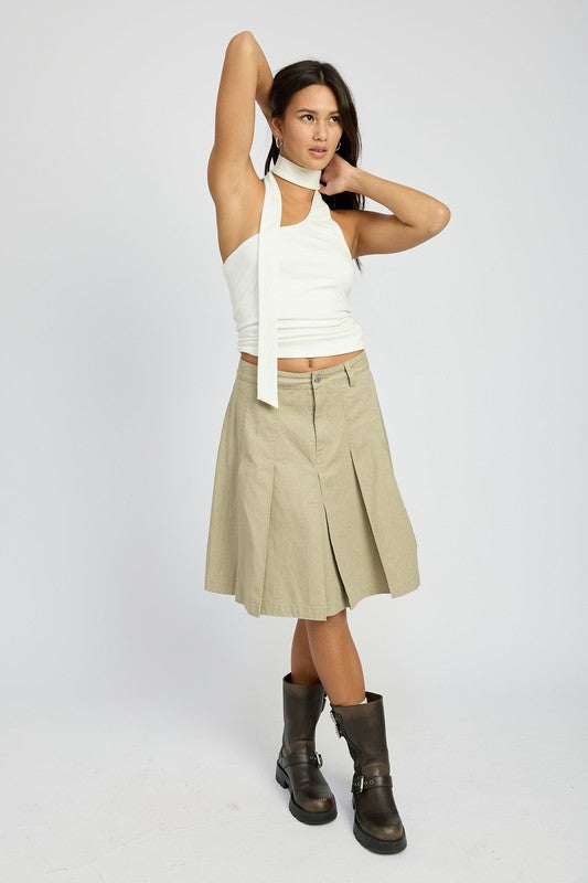 Women's Knee-Length Pleated Skirt