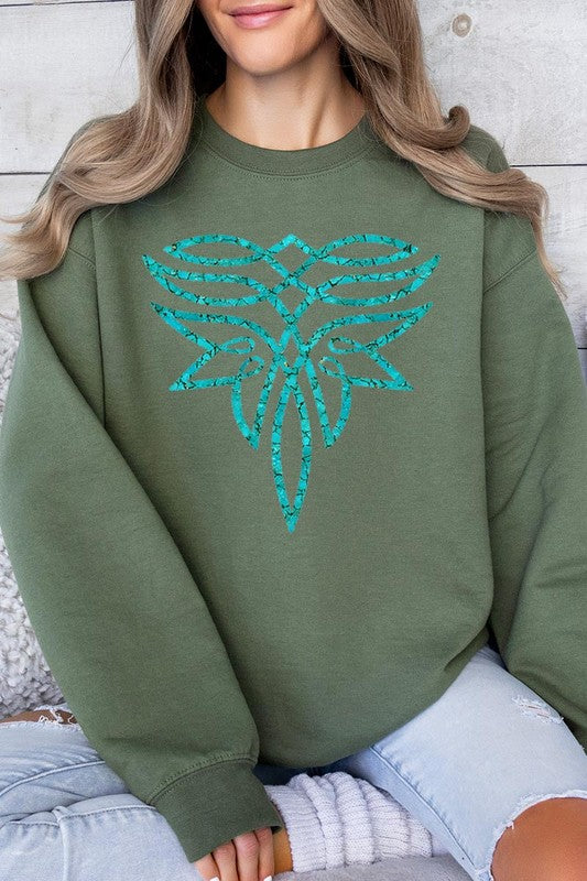 Unisex Turquoise Graphic Fleece Sweatshirt