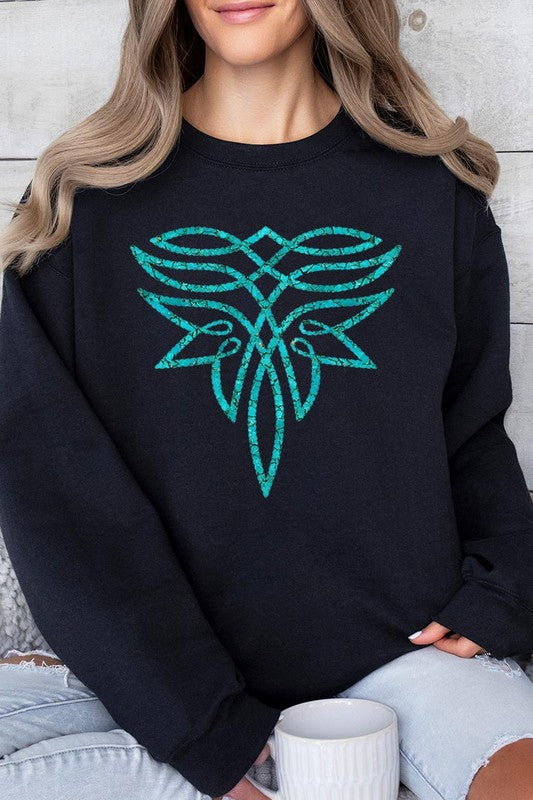 Unisex Turquoise Graphic Fleece Sweatshirt