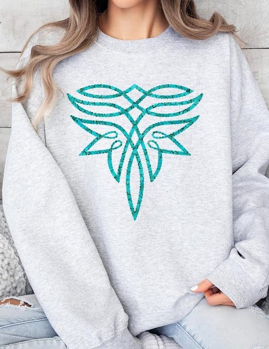 Unisex Turquoise Graphic Fleece Sweatshirt