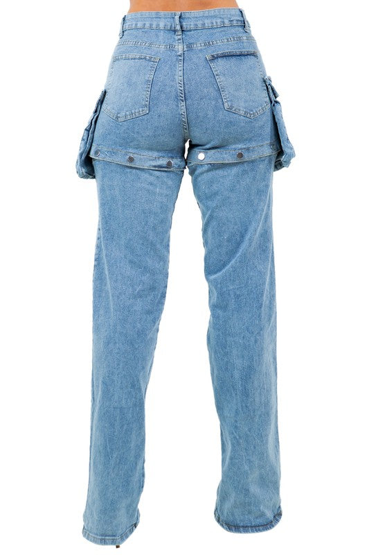 Women's Versatile Denim Pants with Belt Loops