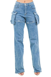 Women's Versatile Denim Pants with Belt Loops