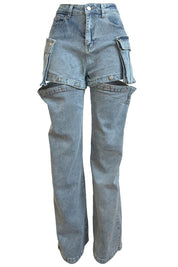 Women's Versatile Denim Pants with Belt Loops