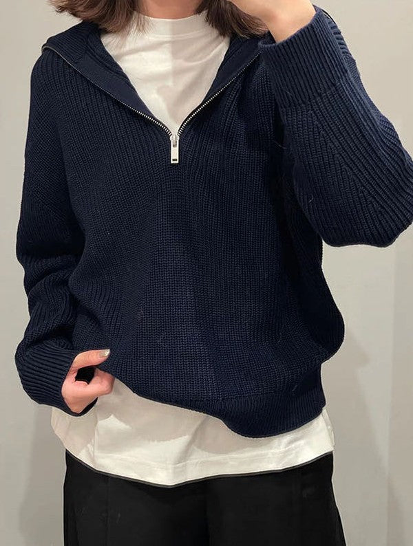 Half zip knit sweater