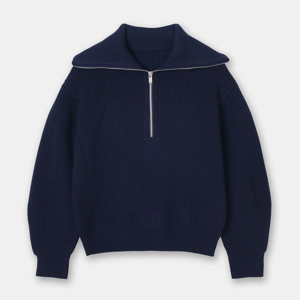 Half zip knit sweater