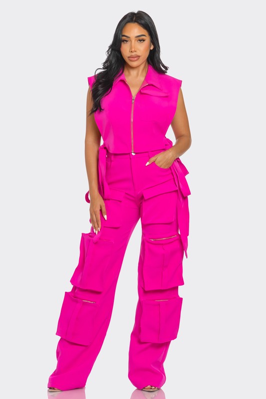 Athina Vivid Pink Cargo Matching Set