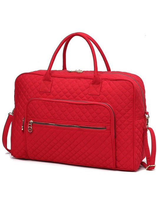 Women's Quilted Duffle Bag with Adjustable Crossbody Strap