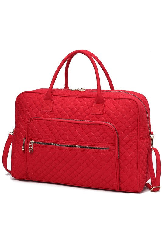 Women's Quilted Duffle Bag with Adjustable Crossbody Strap