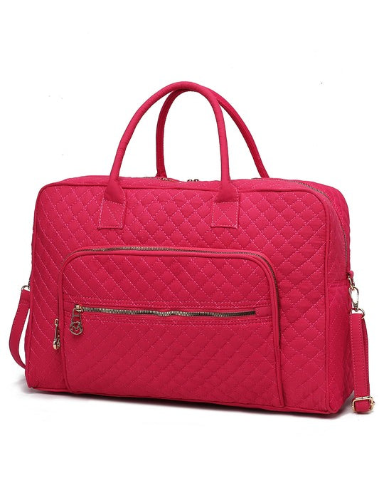 Women's Quilted Duffle Bag with Adjustable Crossbody Strap