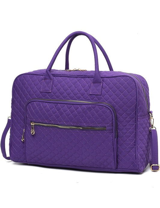 Women's Quilted Duffle Bag with Adjustable Crossbody Strap