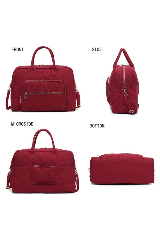 Women's Quilted Duffle Bag with Adjustable Crossbody Strap