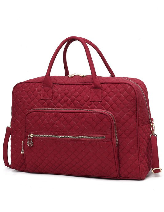 Women's Quilted Duffle Bag with Adjustable Crossbody Strap