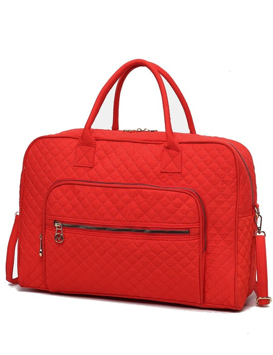 Women's Quilted Duffle Bag with Adjustable Crossbody Strap