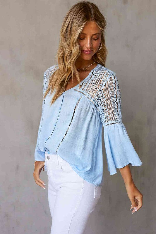 Women's Lace Flare Sleeve Shirt