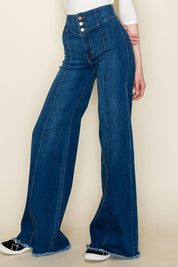 Women's High Waist Vintage Flare Wide Leg Jeans