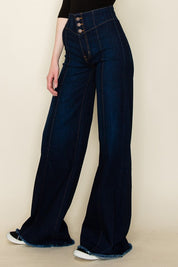 Women's High Waist Vintage Flare Wide Leg Jeans