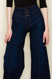 Women's High Waist Vintage Flare Wide Leg Jeans