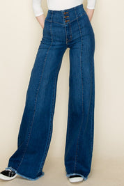 Women's High Waist Vintage Flare Wide Leg Jeans