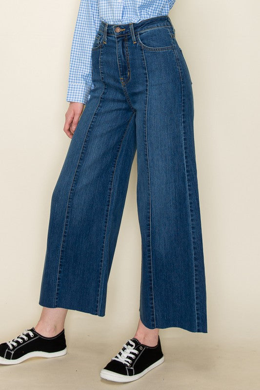 Women's High Waist Vintage Flare Wide Leg Jeans