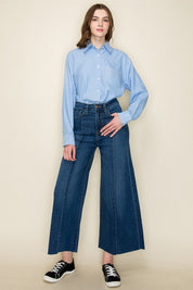 Women's High Waist Vintage Flare Wide Leg Jeans