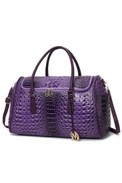 Women's Trendy Crocodile Embossed Vegan Leather Duffle Bag