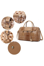 Women's Trendy Crocodile Embossed Vegan Leather Duffle Bag