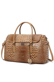 Women's Trendy Crocodile Embossed Vegan Leather Duffle Bag