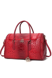 Women's Trendy Crocodile Embossed Vegan Leather Duffle Bag