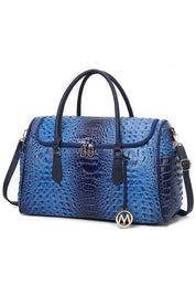 Women's Trendy Crocodile Embossed Vegan Leather Duffle Bag