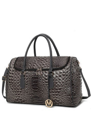 Women's Trendy Crocodile Embossed Vegan Leather Duffle Bag