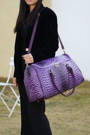 Women's Trendy Crocodile Embossed Vegan Leather Duffle Bag