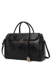 Women's Trendy Crocodile Embossed Vegan Leather Duffle Bag