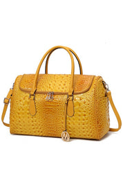 Women's Trendy Crocodile Embossed Vegan Leather Duffle Bag