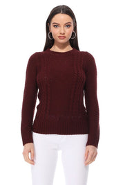 Women's Vintage Cable Knit Long Sleeve Sweater Pullover